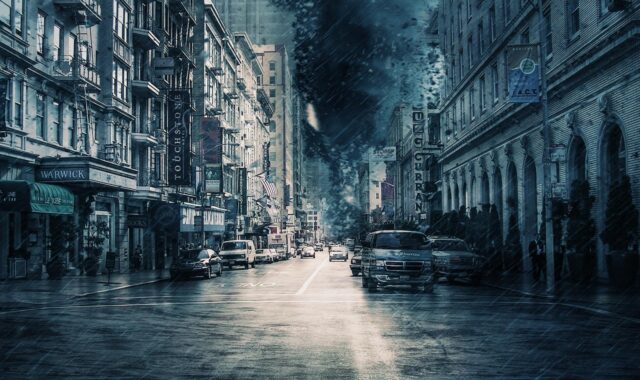 city, traffic, storm, weather, thunderstorm, thunder, nature, dangerous, lightning, dramatic, hurricane, disaster, photo manipulation, photo art, city, city, city, city, city, storm