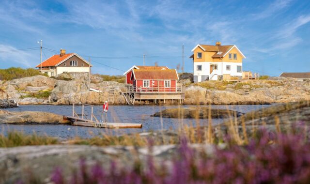 coast, beach, nature, house, beach house, holiday home, woodhouse, sweden house, water, sea, lake, heaven, clouds, rock, stony, outlook, landscape