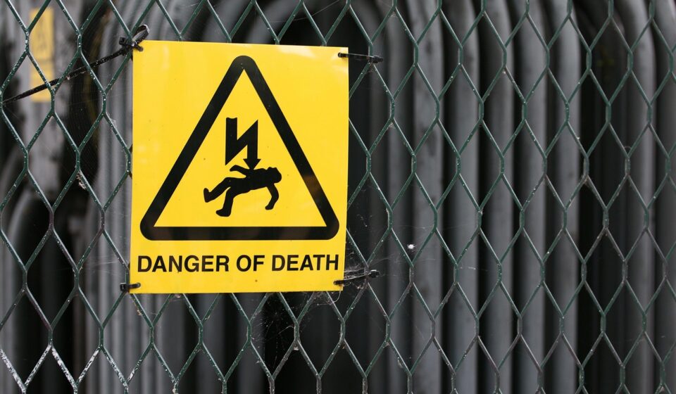 industry, sign, security, safety, warning, electricity, danger, fence, voltage, dangerous, hazard, yellow, shock, gray security, gray safety, gray industry, hazard, hazard, hazard, hazard, hazard, shock