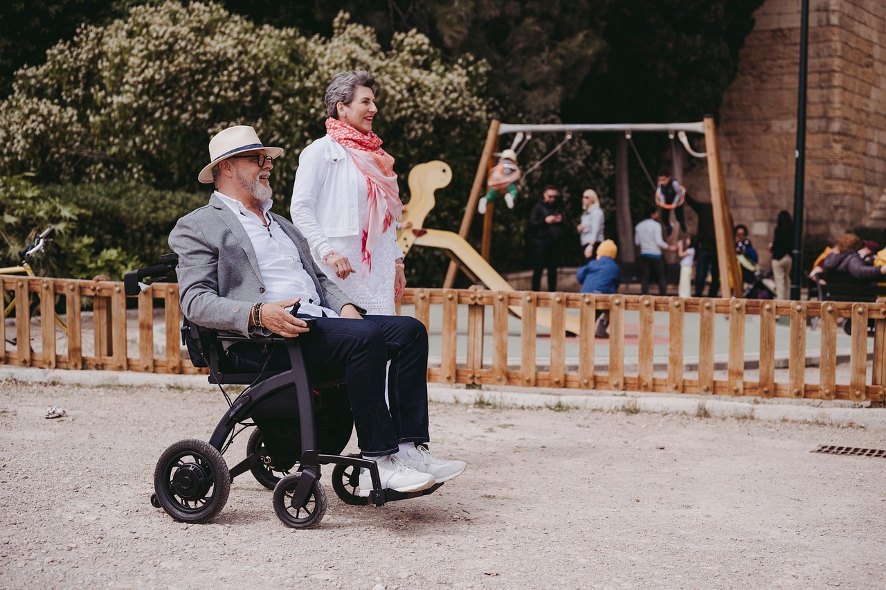 man, rollator, walker, support, aid, device, disability, disabled, fashion, health, healthcare, injured, medical, mobility, modern, rehabilitation, rollz, walking, wheelchair, wheels, couple, elderly
