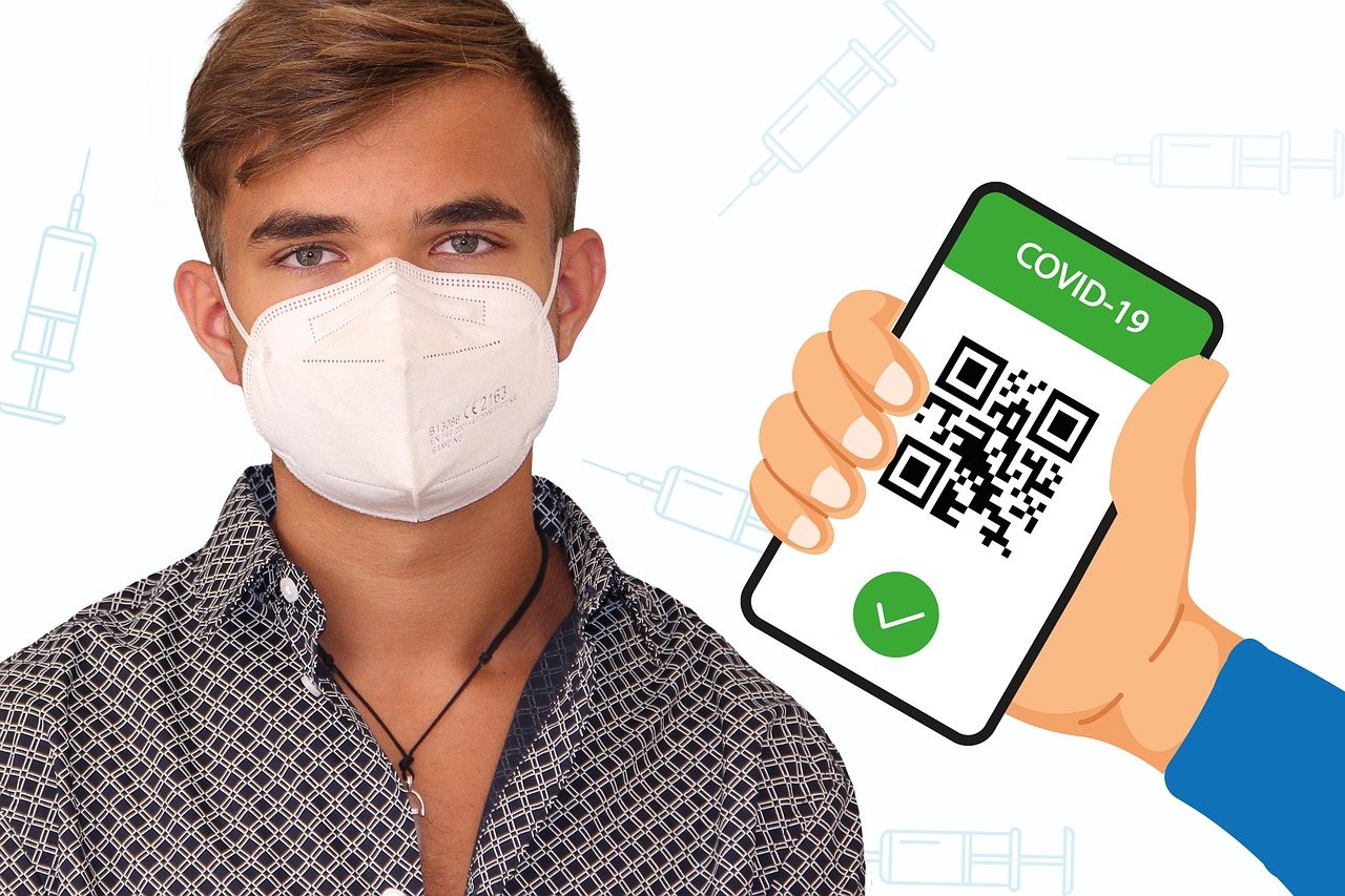 man, mask, vaccination certificate, covid-19, qr code, cellphone, teenager, boy, vaccination, mobile, certificate, qr code, qr code, qr code, qr code, qr code