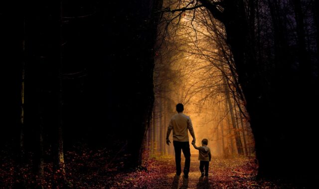 father, son, walking, child, boy, family, parent, kid, dad, childhood, holding hands, dusk, twilight, forest, nature, trees, father, father, father, father, walking, child, boy, family, family, family, family, family, dad