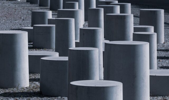 concrete, bollard, cylinder, barrier, delimitation, road, path