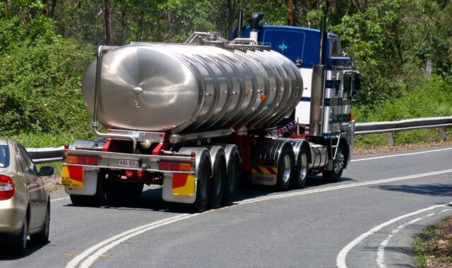 truck, tanker, water carrier, metal, vehicle, road, traffic, danger, steep, bend, slow, heavy, tanker, tanker, tanker, tanker, tanker