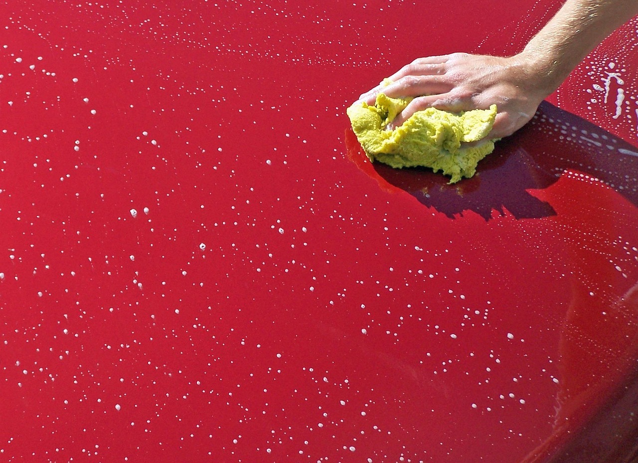 red, car wallpapers, hand, water, nature, washing, cleaning, car, red car, red water, red clean