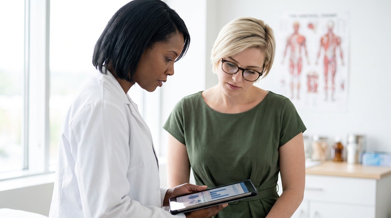 doctor, patient, tablet, healthcare, clinic, consultation, data, modern, communication, professional, discussion, adult, serious, assessment, medical practice, explanation, diagram, evaluation, graph, digital, health services