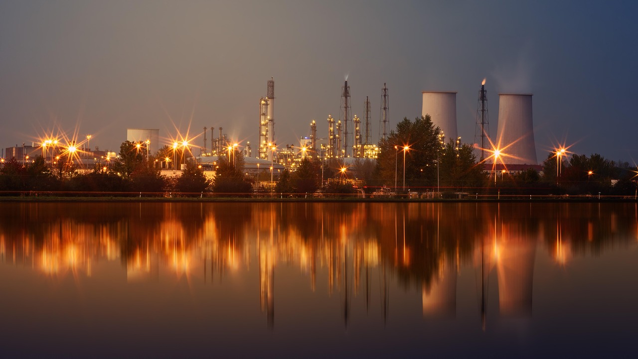 industry, environment, pollution, environmental protection, environmental pollution, nature, factory, energy, smoke, chimney, reflection, water, lake, production, smog, chimneys, exhaust, air, heaven, refinery, leuna